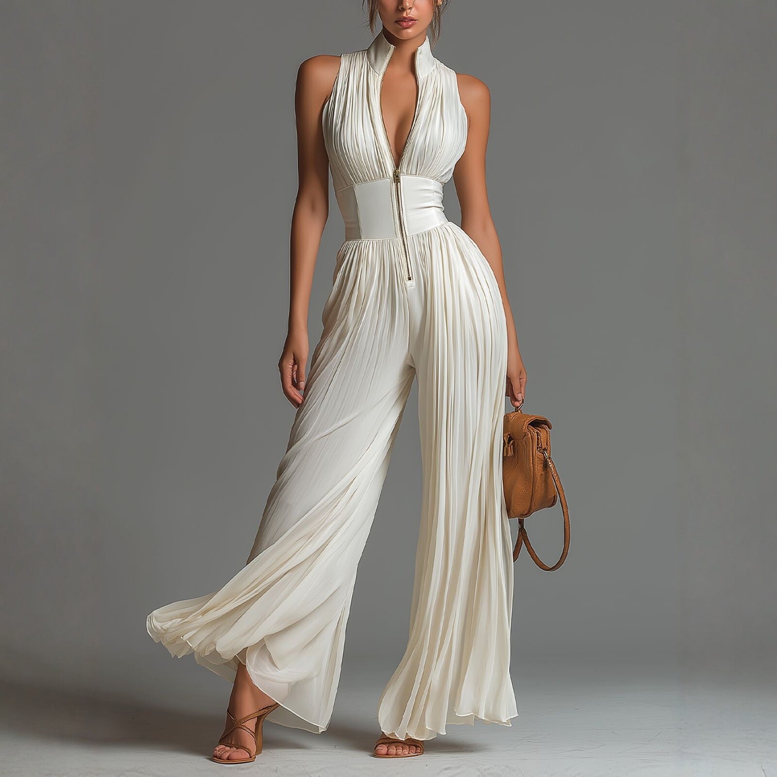 Pleated Wide-Leg Jumpsuit – Casa Luvia