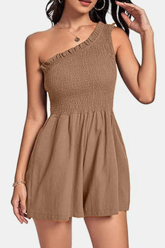 Smocked Single-Shoulder Romper – Elara