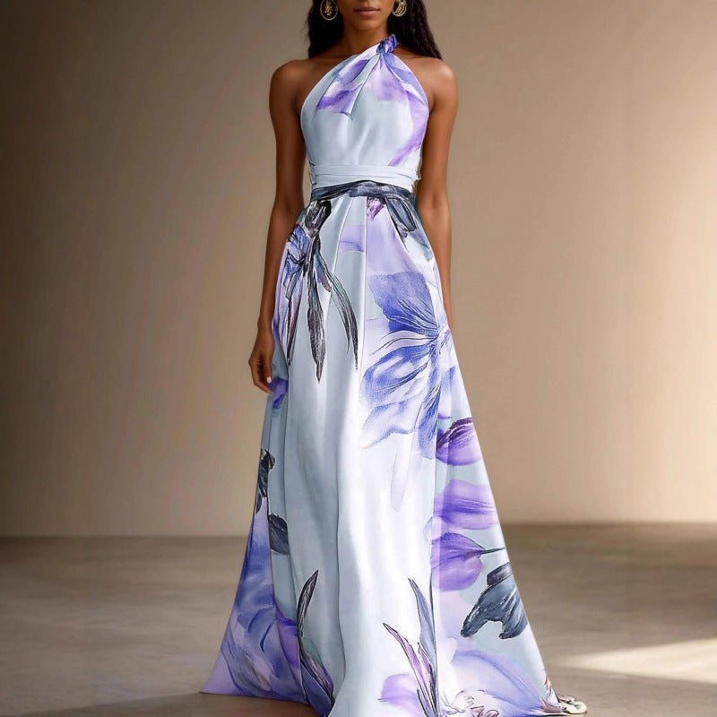 Apricot Printed Asymmetrical Maxi Dress – Casa Luvia