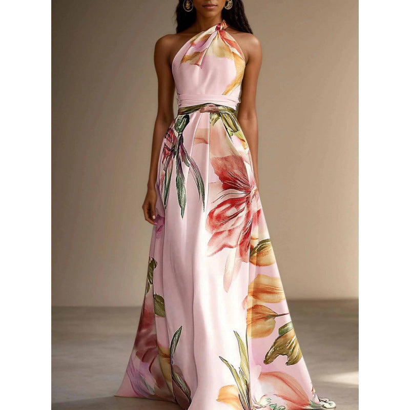 Apricot Printed Asymmetrical Maxi Dress – Casa Luvia