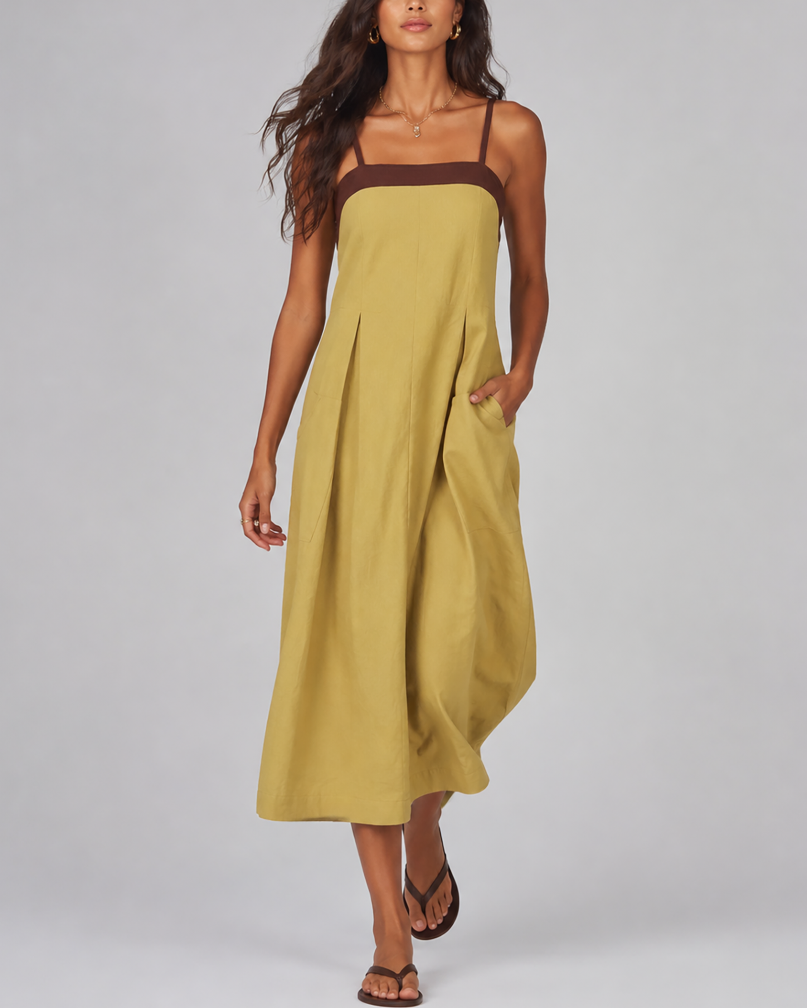 Colorblock Pocket Strap Maxi Dress – Casa Luvia