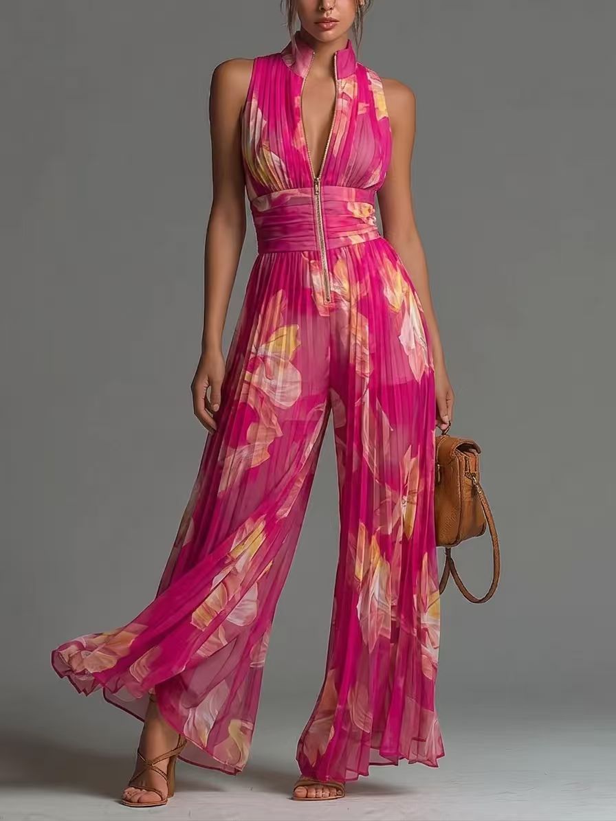 Pleated Wide-Leg Jumpsuit – Casa Luvia