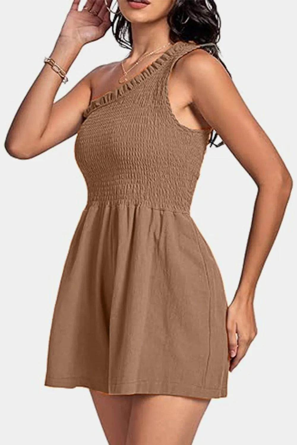 Smocked Single-Shoulder Romper – Casa Luvia