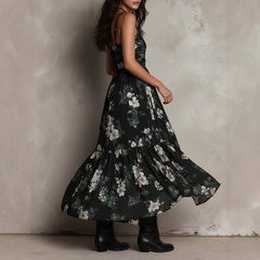 Black V-Neck High-Slit Maxi Dress – Sable