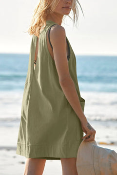 Cotton Round-Neck Pocket Romper – Cove