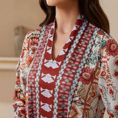 Printed V-Neck Long Dress – Zaya