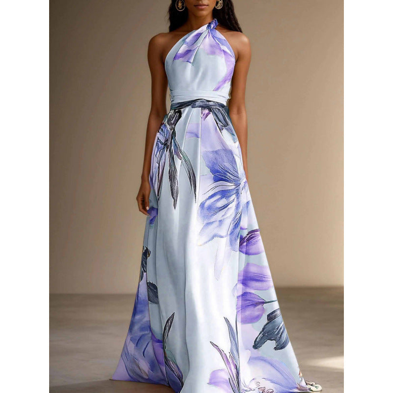 Apricot Printed Asymmetrical Maxi Dress – Casa Luvia