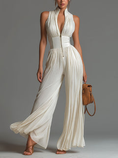 Pleated Wide-Leg Jumpsuit – Mira