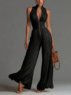 Pleated Wide-Leg Jumpsuit – Mira