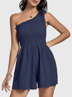Smocked Single-Shoulder Romper – Elara