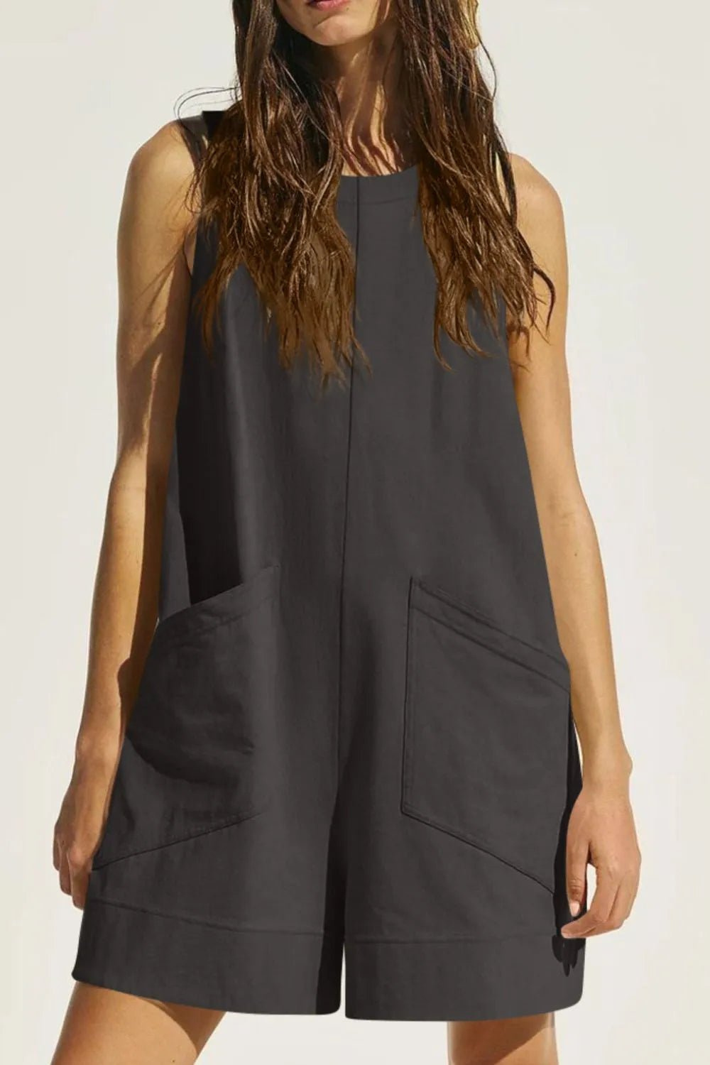 Cotton Round-Neck Pocket Romper – Casa Luvia