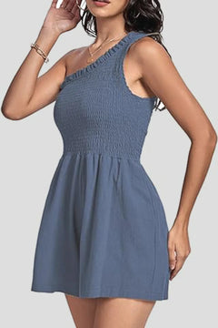 Smocked Single-Shoulder Romper – Elara