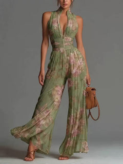 Pleated Wide-Leg Jumpsuit – Mira