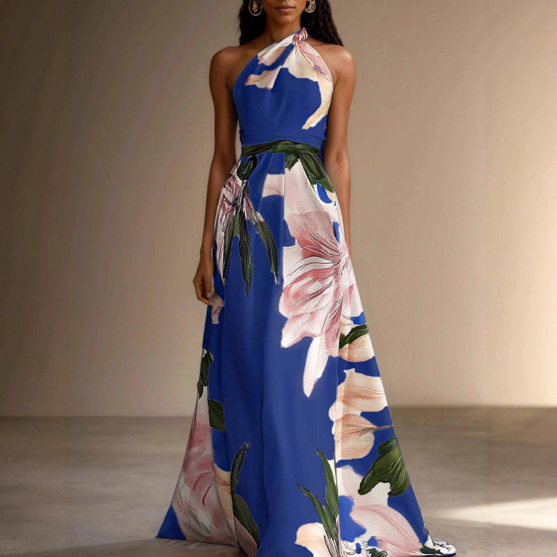 Apricot Printed Asymmetrical Maxi Dress – Casa Luvia