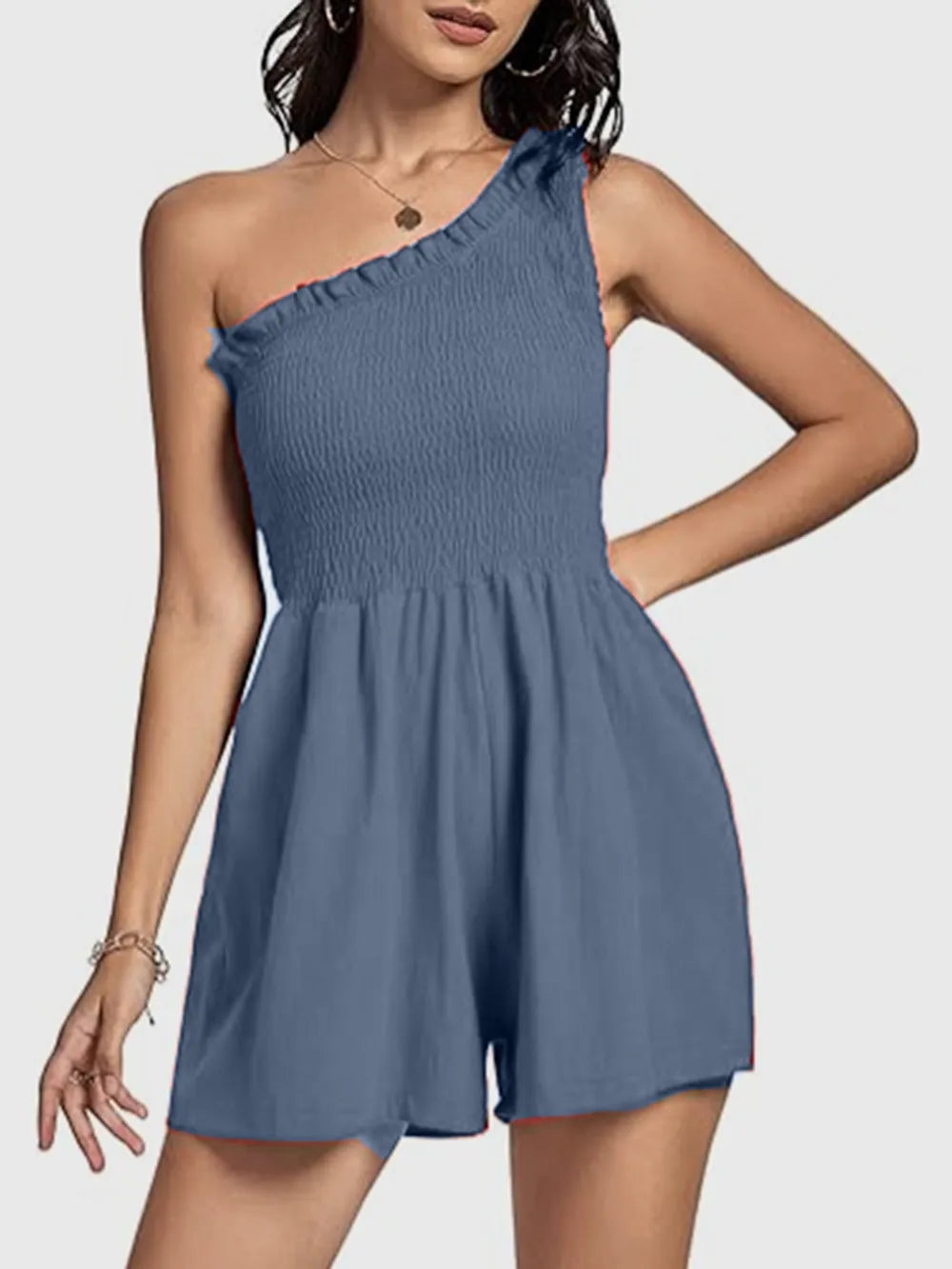 Smocked Single-Shoulder Romper – Casa Luvia