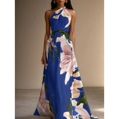 Apricot Printed Asymmetrical Maxi Dress – Celine