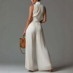 Pleated Wide-Leg Jumpsuit – Mira