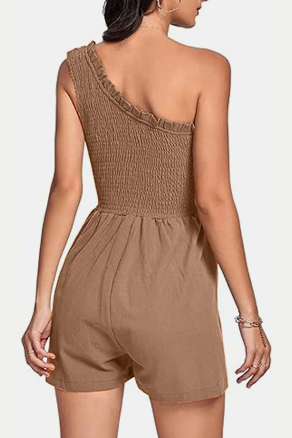 Smocked Single-Shoulder Romper – Casa Luvia