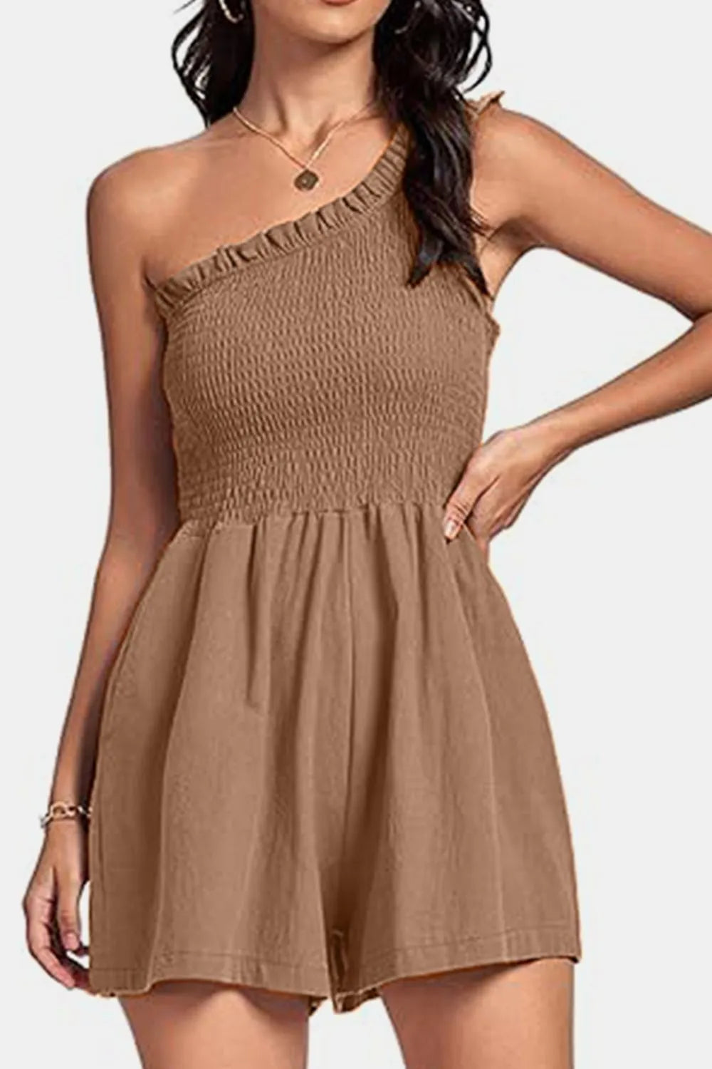 Smocked Single-Shoulder Romper – Casa Luvia
